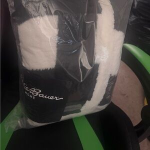 Eddie Bauer Black and White Plush Throw